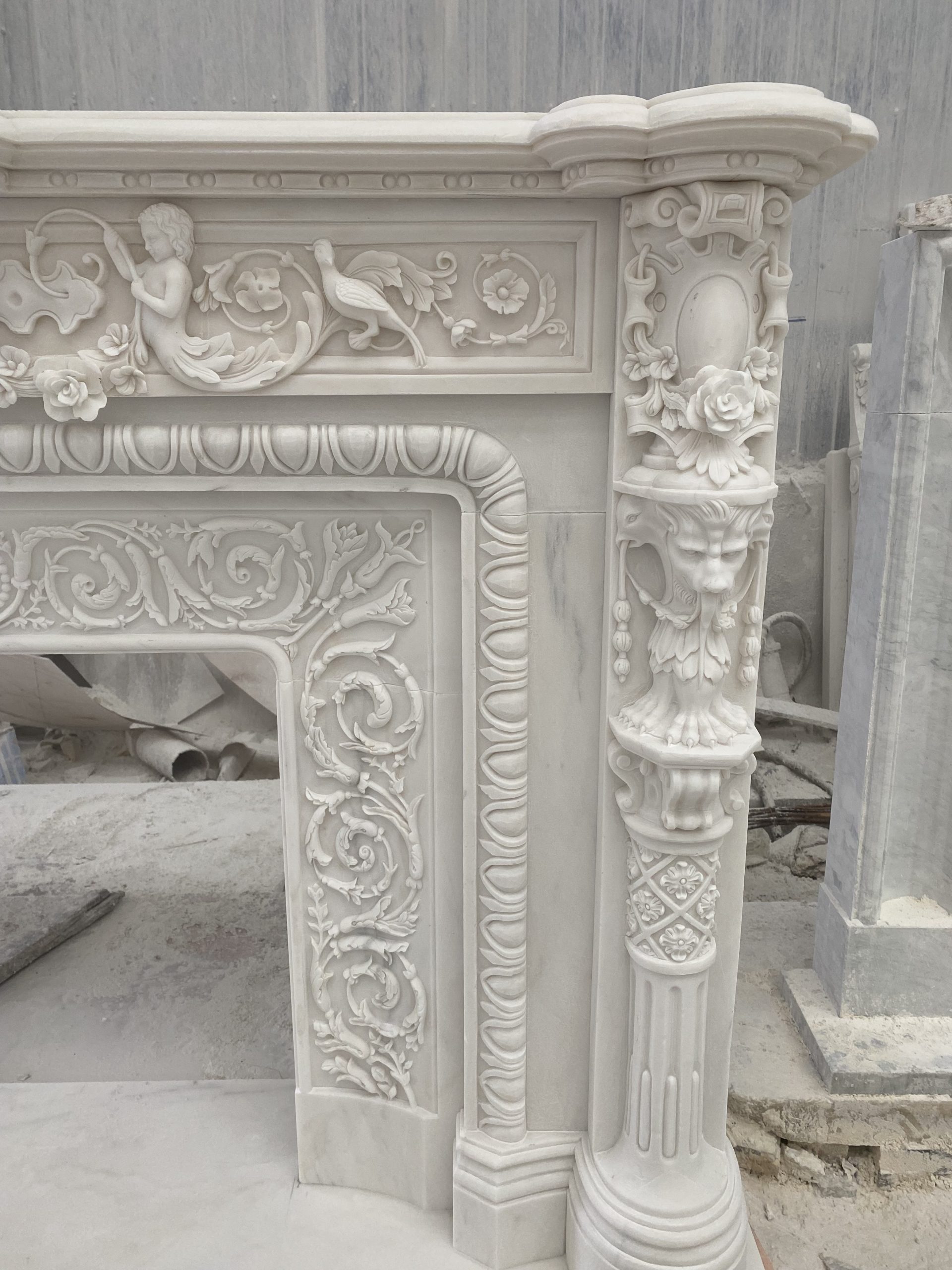 Elegant Marble Fireplace Sculpture