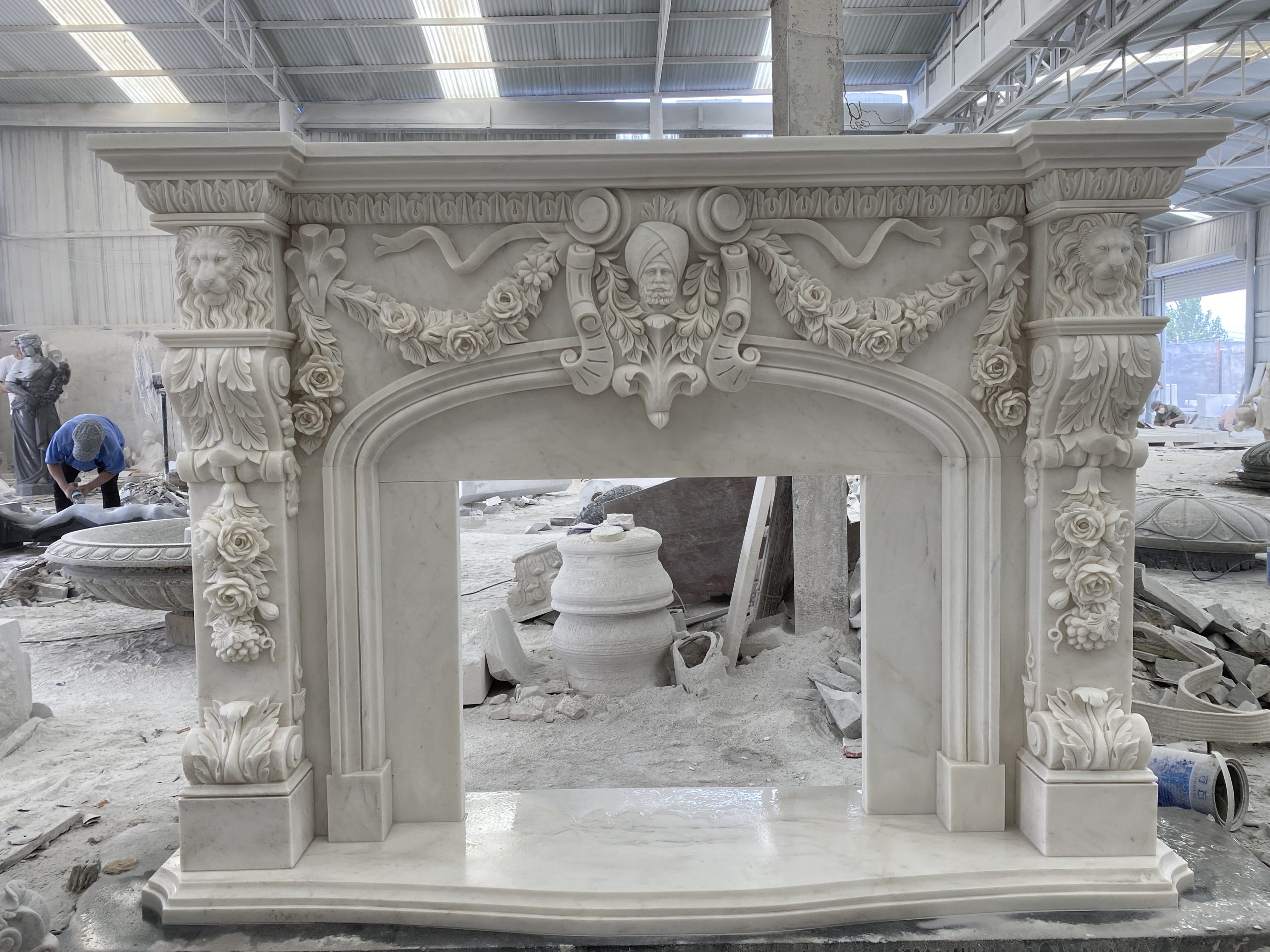 Elegance in Stone: Unnamed Fireplace Sculpture