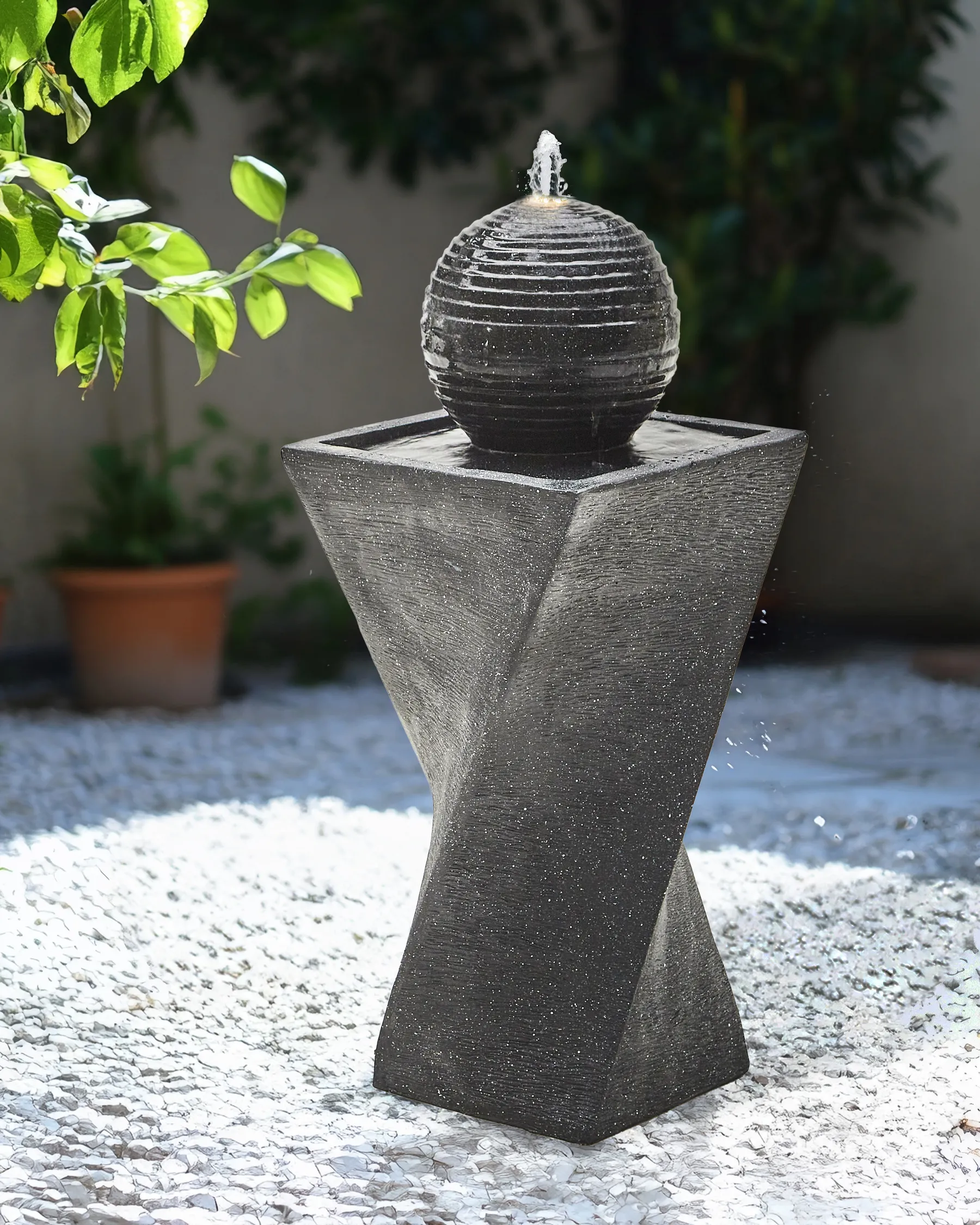 Elegant Two-Tiered Bronze Fountain