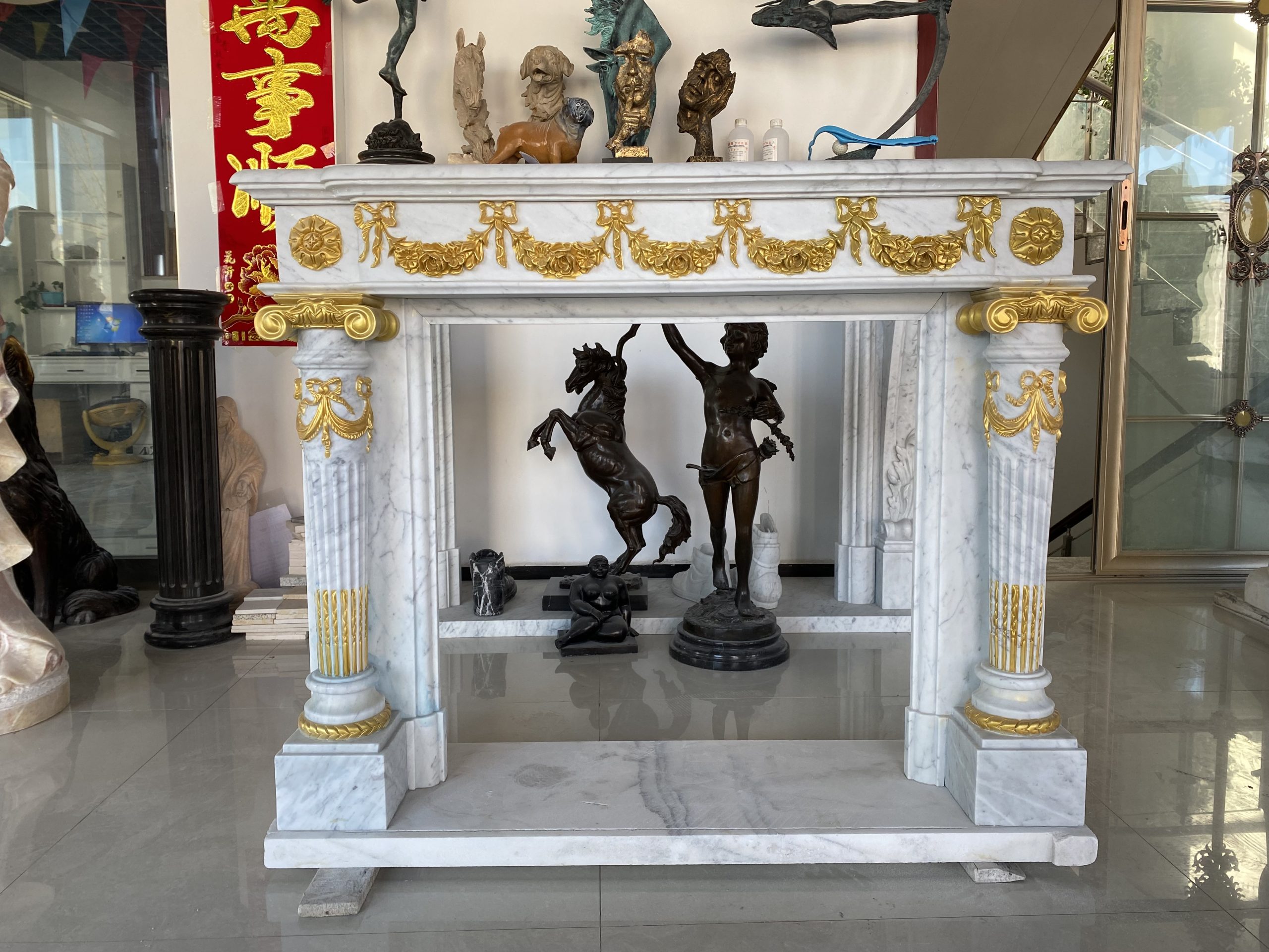 Elegance Unveiled: Exquisite Fireplace Sculpture