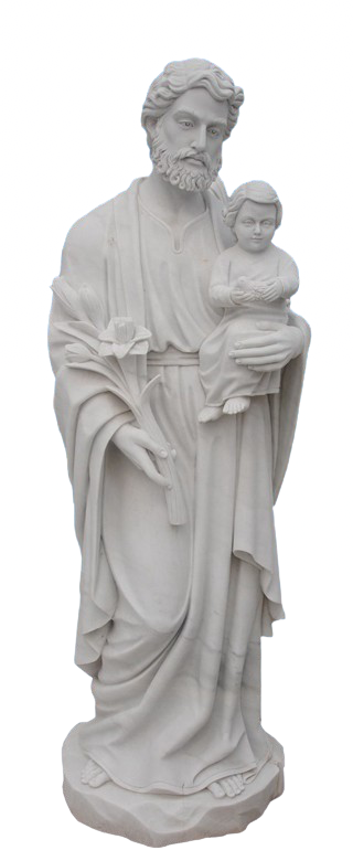 white marble statue of a man holding a child