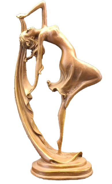 elegant bronze sculpture of a dancer in motion