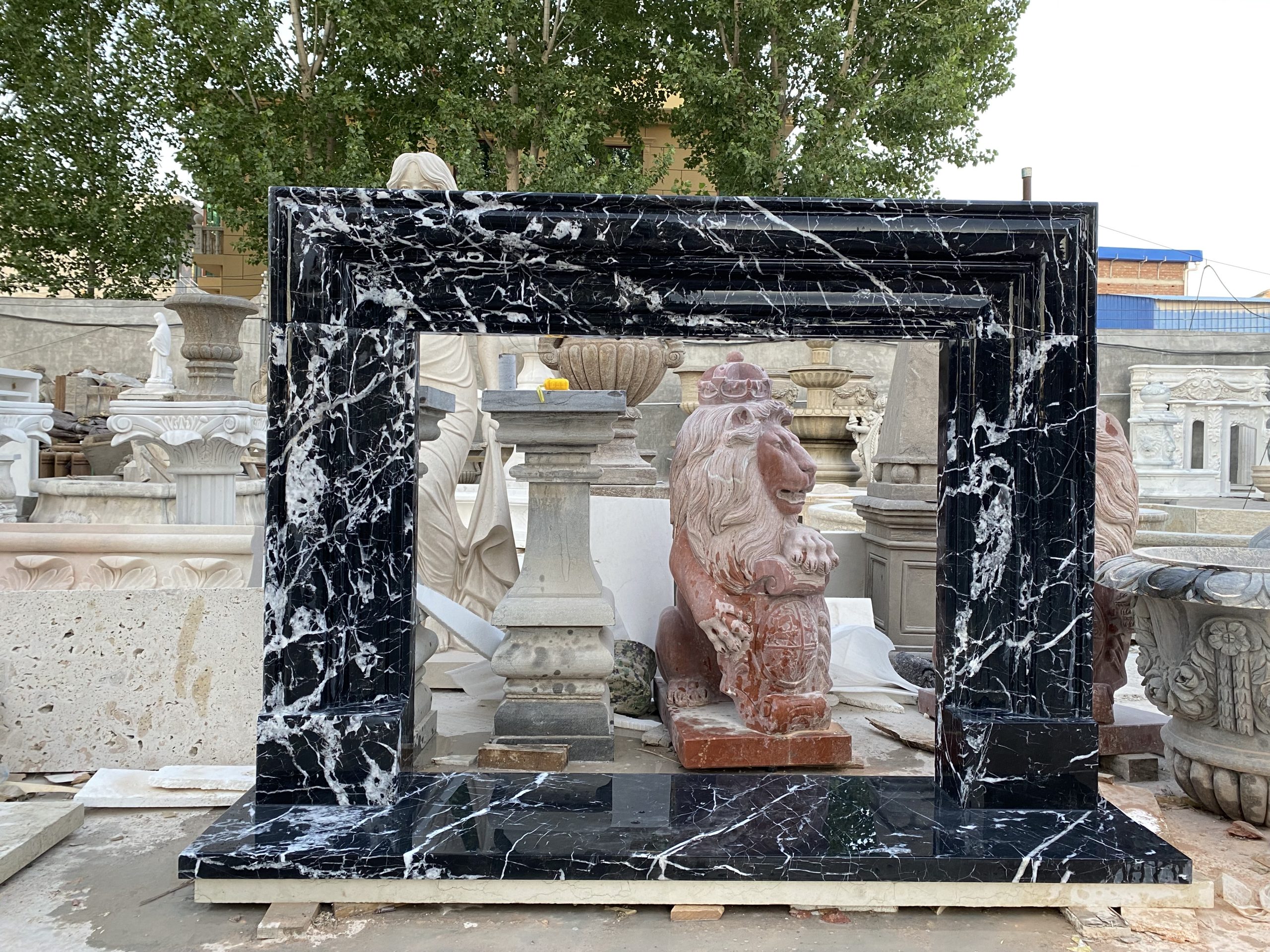 Elegant Italian Marble Fireplace Sculpture