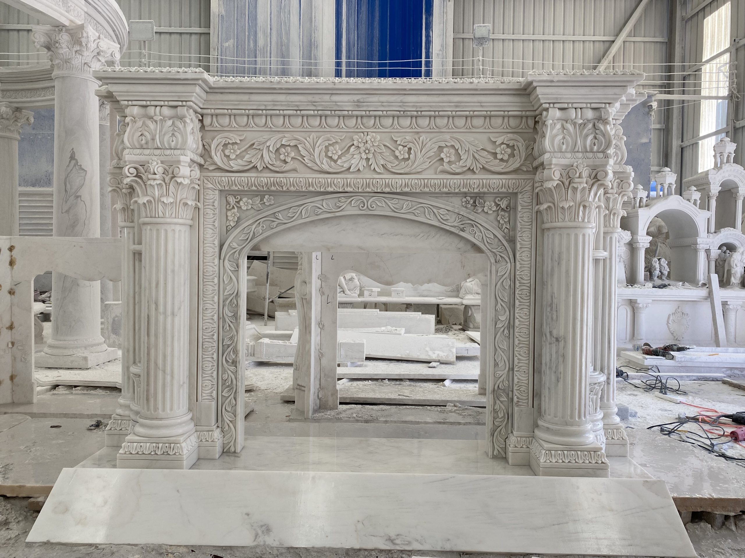 Exquisite Fireplace Sculpture – Timeless Elegance