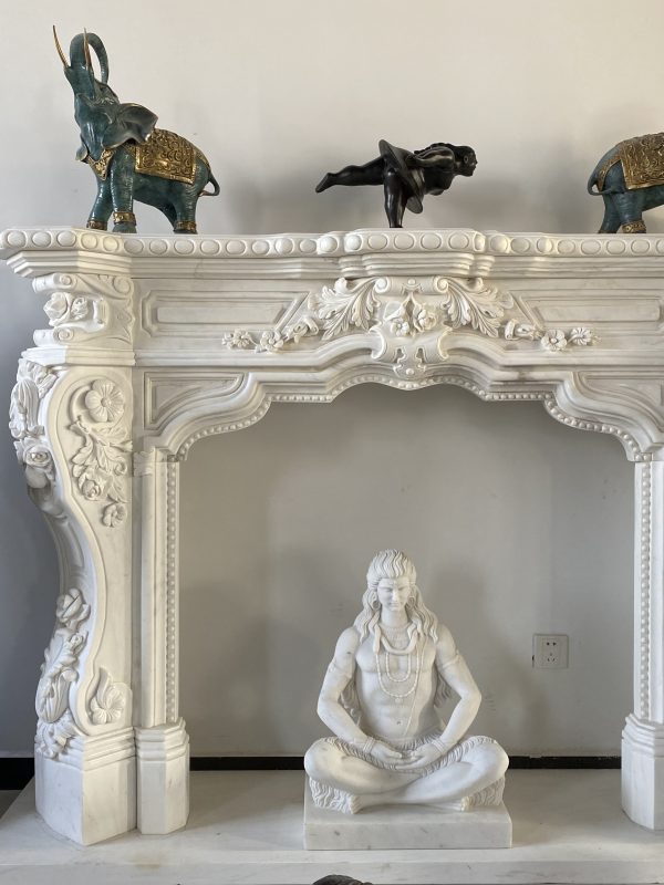 Exquisite Fireplace Sculpture in Marble