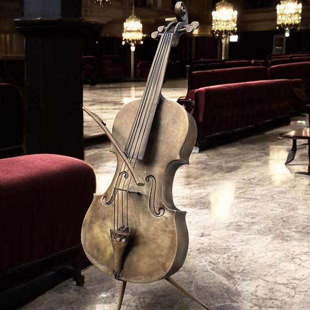 Elegant Cello Sculpture in Bronze