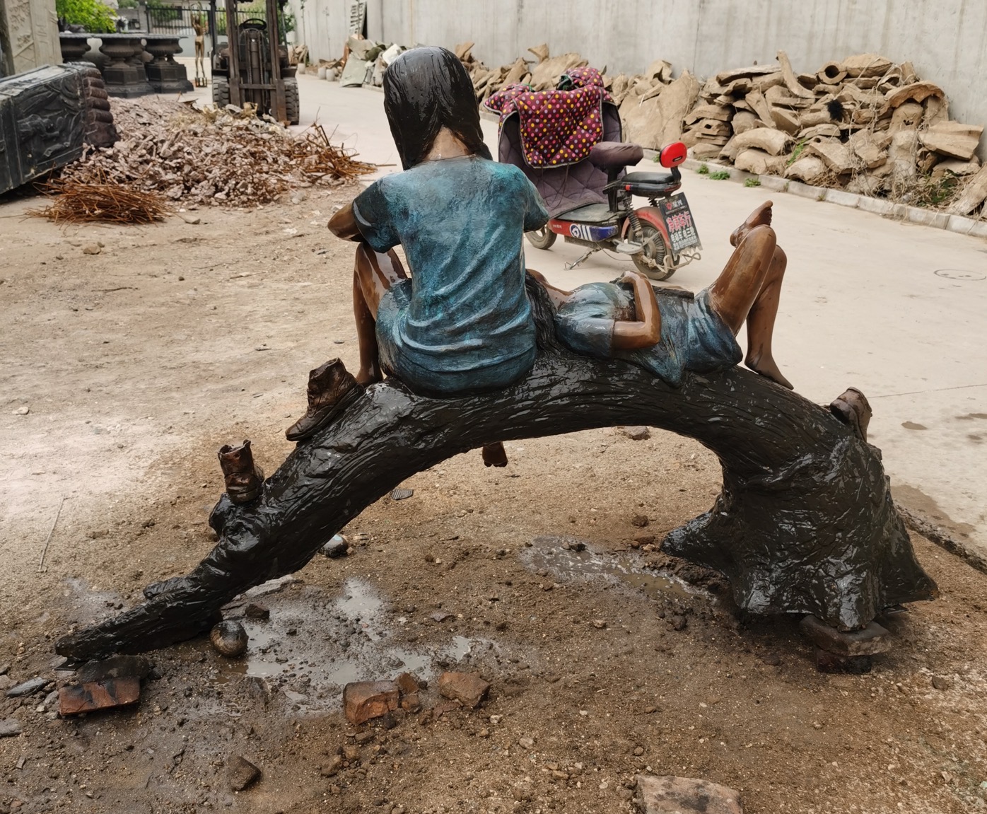 Children Playing Together Bronze Sculpture