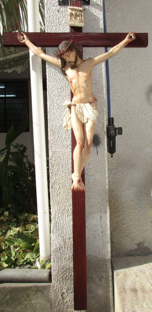 religious sculpture of Christ on the cross with detailed features