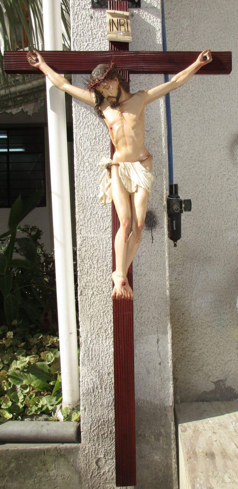 religious sculpture of Christ on the cross with detailed features