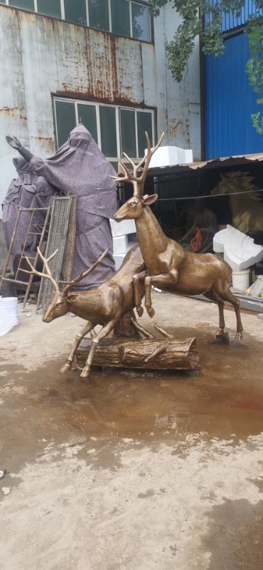 Majestic Bronze Deer Sculpture