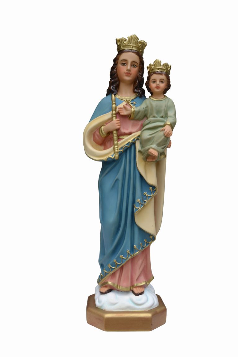 colorful statue of a crowned woman holding a child