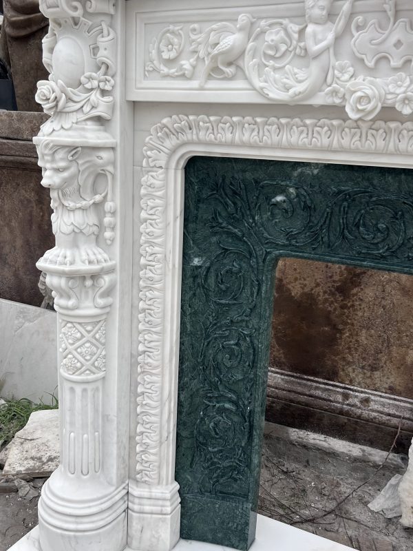 Elegantly Carved Fireplace Sculpture