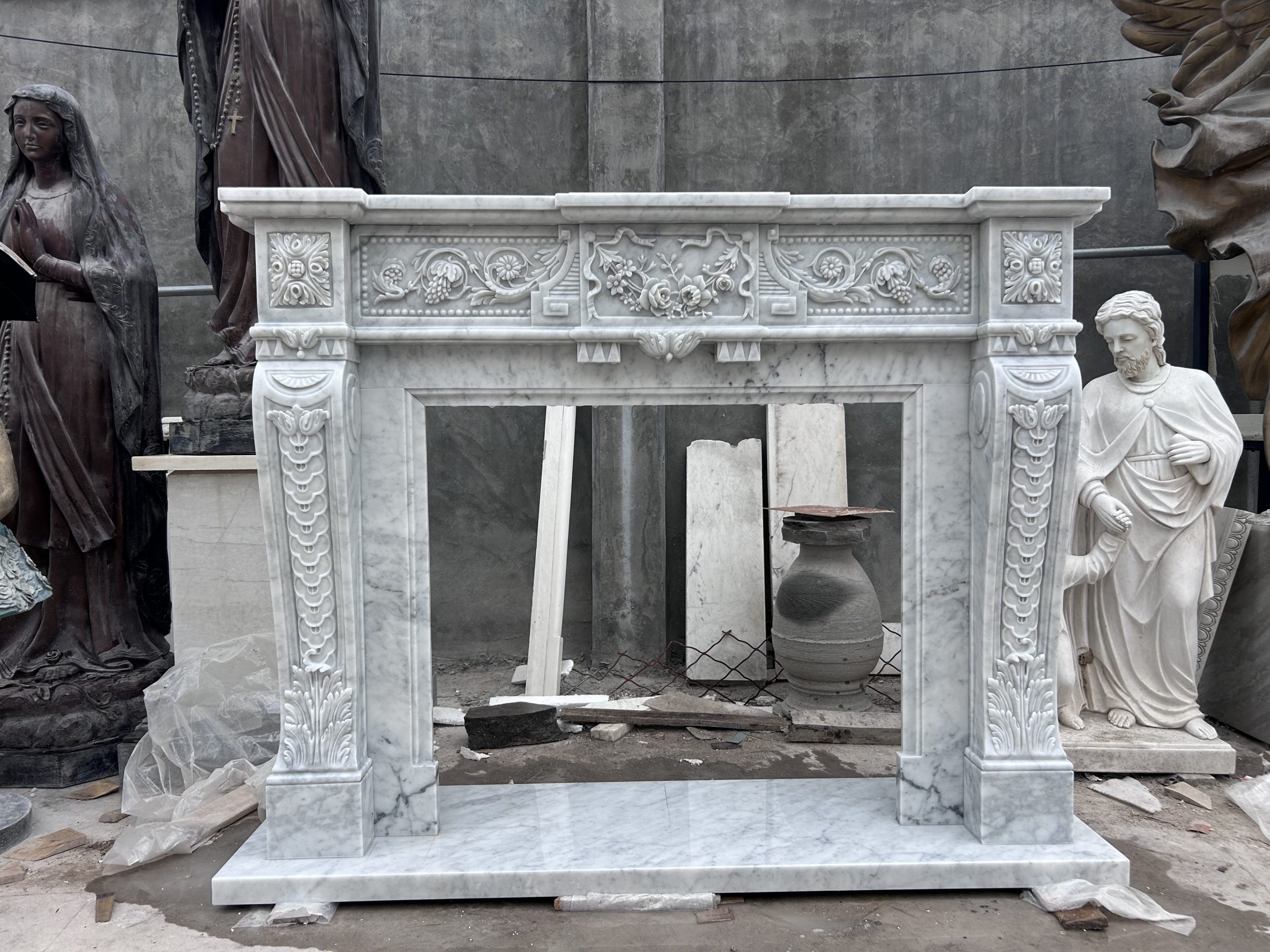 Elegantly Sculpted Fireplace Mantel