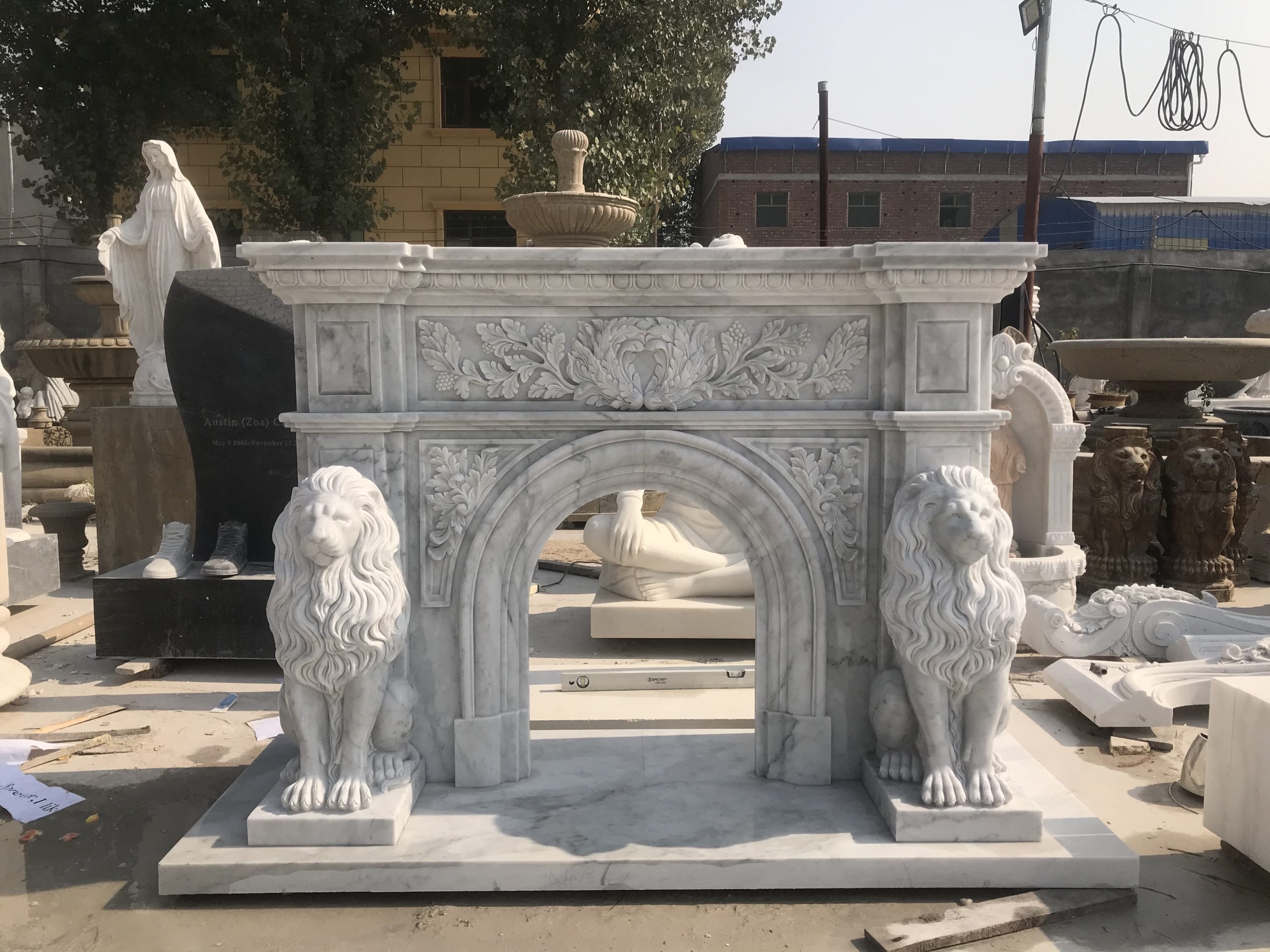 Elegant Italian-Style Fireplace Sculpture